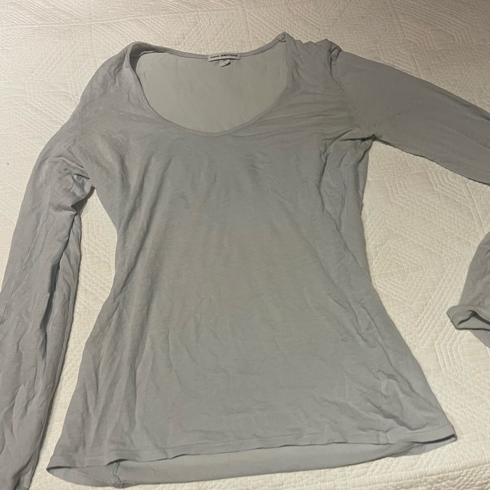 James Perse Light Gray Long Sleeve Tee